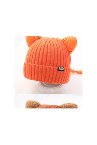 Ikkb Kedi Kulak Şapka Çocuk Sonbahar Ve Kış Batı Tarzı Sıcak Kahve Portakal