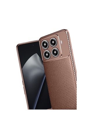 Xiaomi 15t Pro Kılıf Focus Carbon Silikon Kapak Kahverengi