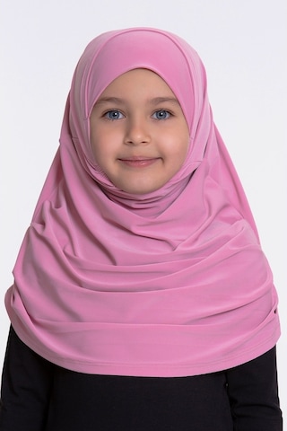 Hürrem Bone Pembe Pratik Hazır Geçmeli Çocuk Tesettür Bone Sandy Kumaş Kendin Pembe