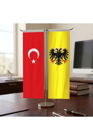 Kutsal Roma Germen İmparatorluğu Ve Türk Bayrağı Kırlangıç T Tipi Masa Bayrak Takımı Diğer