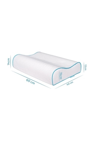 Viscofoam Yüksek Boyun Destekli Ortopedik Yastık Çift Boyun Destekli Visco Yastık - 60x40x14-12cm