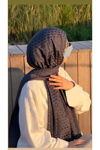 Qalortex Scarf Premium Pamuklu Jakar Şal-antrasit