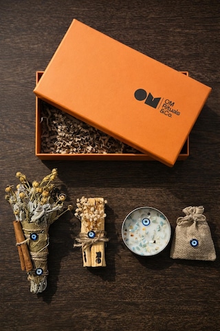 Yeni Yıl Nazar&korunma Ritüeli Seti-palo Santo-üzerlik-adaçayı Tütsüsü & Amazonit %100 Soya Wax Mum Beyaz
