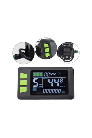 Suntek Elektrikli Bisiklet Lcd Metre P3c Ekran Ölçer 24v 36v Siyah