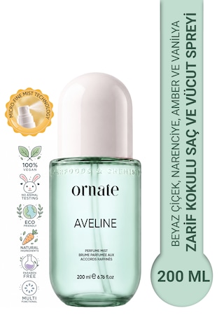 Aveline Beyaz Çiçek, Narenciye, Amber Ve Vanilya Notalı Kokulu Saç Ve Vücut Spreyi Body Mist 200 Ml