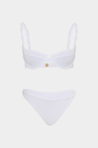 Açelyaokcu Premium Burgu Kenarlı Detaylı Frıgg Fit Kadın Bikini Altı Beyaz
