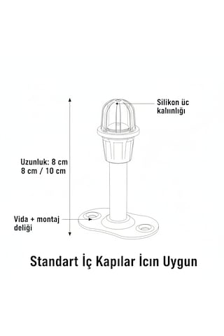 Silikon Uçlu Metal Kapı Stoperi 5 Adet Kapıya Monte Kapı Tamponu Sessiz Darbe Emici