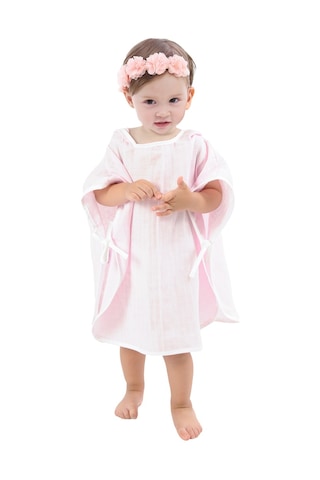 Çocuk Bebek Müslin Panço Kapüşonlu 1-4 Yaş - Pembe