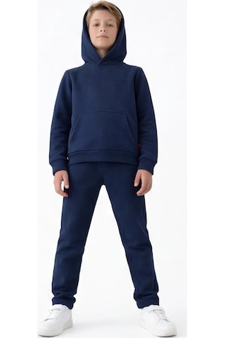 Esila Kids Çocuk Eşofman Takımı Kapüşonlu 3 İp 5-10 Yaş Lacivert