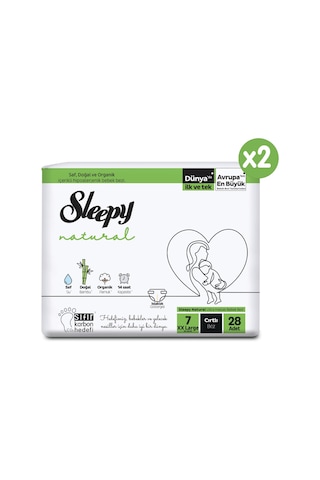 Sleepy Natural Süper Paket Bebek Bezi 7 Numara Xxlarge 56 Adet 2'li
