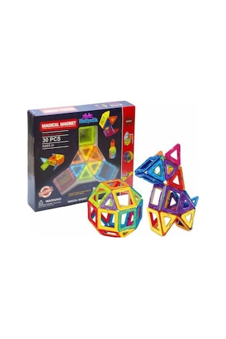Magical Magnet , Mıknatıslı, Manyetik 3 Boyutlu , Yapı Ve Tasarım Lego Eğitim Seti, 30 Parça