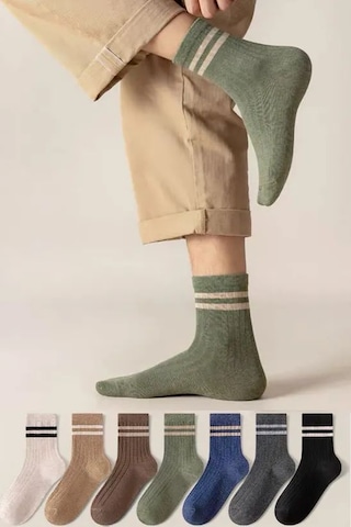 Bgk 7 Çift Unisex Çizgili Desenli Uzun Çorap Çok Renkli Bgk 7 Çift Unisex Çizgili Desenli Uzun Çorap Çok Renkli