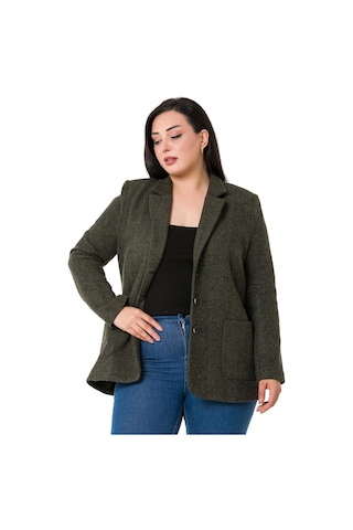Disentis Büyük Beden Cepli Balıksırtı Blazer Astarlı Haki Ceket-haki Haki