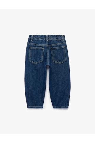Koton Pamuklu Beli Ayarlanabilir Lastikli Balon Form Denim Pantolon Dark Indıgo 7wmb40002td Koyu İndigo