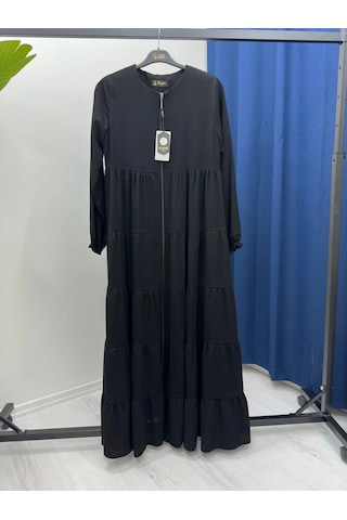 Mevlana Kesim Kat Katlı Ferace Medine İpeği Siyah