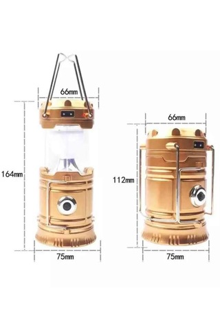 Şarjlı Kamp Lambası Güneş Enerjili Kızaklı Kamp Lambası Altın