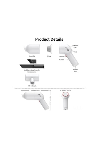 Reedark El Tipi Kablosuz Süpürge: 120w Güçlü Emme, 45 Dakika Kullanim Süresi, Islak-kuru Kullanim, Araba Ve Ev İçin Mini Taşınabilir