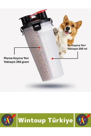 Günlük Seyahat Tipi Evcil Hayvan 2 İç Bölmeli Portatif Pet Kedi Köpek Mama Su Kabı Taşıma Seti