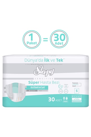Sleepy Sensitive Antibakteriyel Süper Yetişkin Hasta Bezi Small 30 Adet S