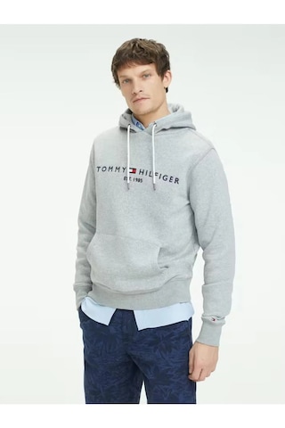 Tommy Hilfiger Kapşonlu Sweatshirt Gri