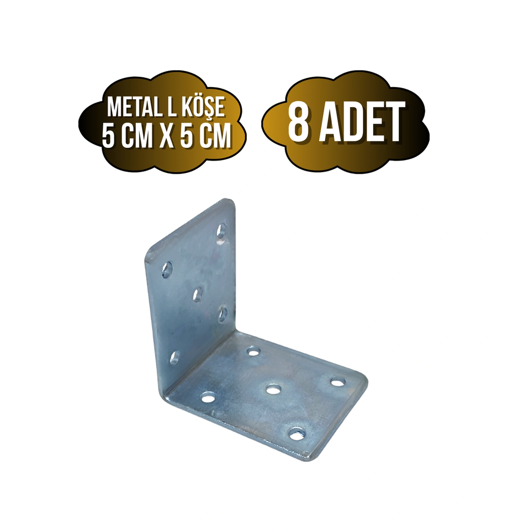 L Bağlantı Demiri Dolap Köşe Bağlantı Demiri Metal Ölçüler:50 50 40mm 8 Adet Gri