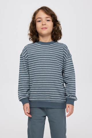 Panço Erkek Çocuk Çizgi Desenli Petrol Sweatshirt Mavi