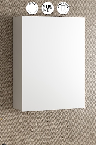 Yıldız Asma 45 Cm Beyaz Mdf Aynalı Banyo Üst Dolabı Beyaz