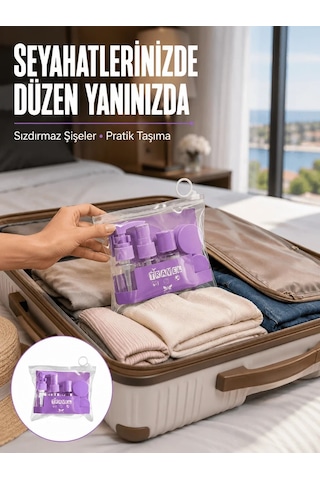 Ers 5 Parça Seyahat Kişisel Bakım Seti Şişe Sprey Krem Kutulu Yeni Nesil Çok Renkli