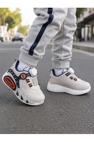 Mini Bonito Erkek Çocuk Mekanizmalı Sneaker Spor Ayakkabı Şık Ve Pratik Günlük Kullanım Gri