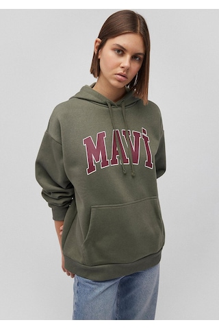 Mavi M1600361-71581 Kadın Mavi Logo Kapüşonlu Sweatshirt M1600361-71581-R0641 Haki