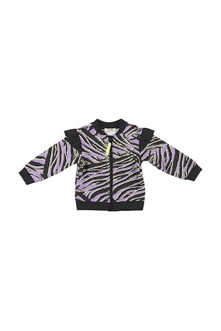 Panço Kız Çocukzebra Desenli Fermuarlı Sweatshirt Siyah 2321gb08022-2307 001