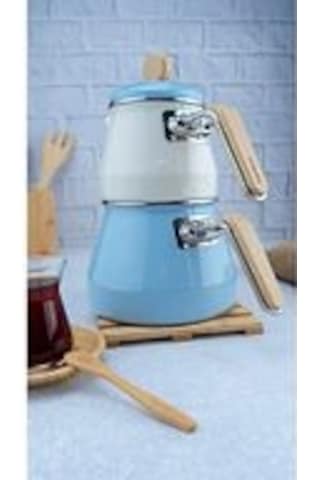 Lumino - Bambu Kulplu Çaydanlık Takımı Mavi Mavi