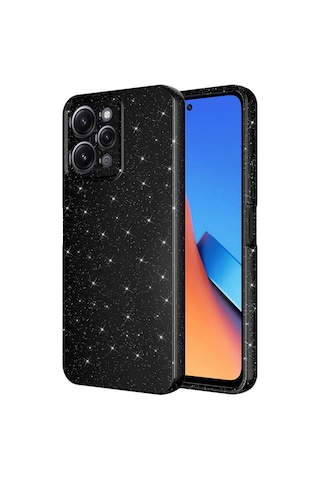 Xiaomi Redmi 12 Kılıf Kamera Korumalı Simli Lüks Zore Koton Kapak Siyah