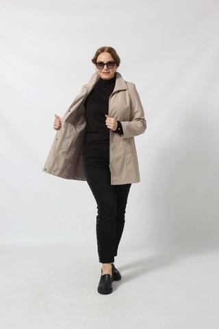 1616 Fermuarlı Cep Detaylı Kapuşonlu Bondit Ceket Kapiçino Cappuccino