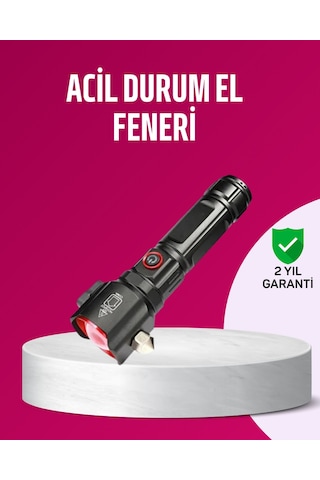 Hnrlıshp Acil Durum El Feneri Çekiç Ve Pusula Özellikli Güçlü Işık Çok Renkli