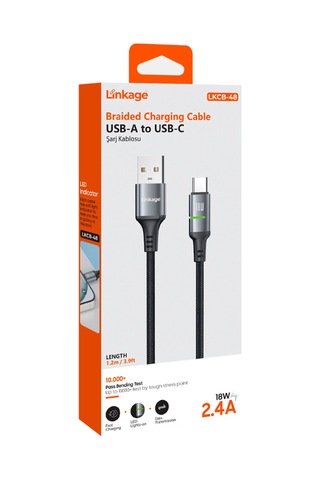 Lkcb-48 Usb-a To Usb-c 18w 2.4a 1.2 Metre Led Göstergeli Şarj Kablosu