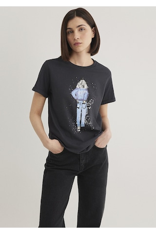 Mavi - Denim Baskılı Gri Istanbul Tişört 168890-29726 (441740737) Gri
