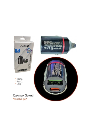 Carub Araç Çakmak Şarj Soketi Mini Usb+type C Br5901849