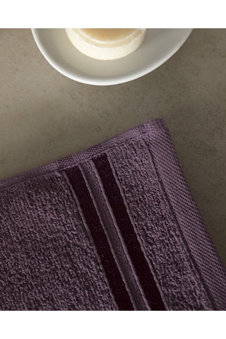 Madame Coco Maynor Bordürü Floşlu 2'li %100 Pamuk El Havlusu - Mürdüm 8684427114407 MÜRDÜM