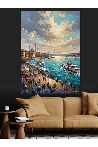 Ahşap Tablo Gün Batımında İstanbul Şehir Panoraması