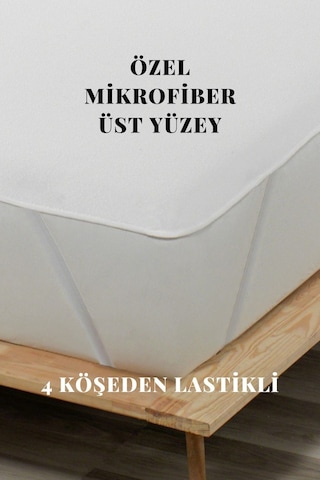 Sıvı Geçirmez Alez Mikro 4 Köşe Lastikli Yatak Koruyucu Beyaz Tek Kişilik