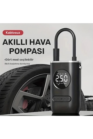 Xuweiwei Siyah Usb Şarjlı Led Işıklı 150 Psı Taşınabilir Lastik Şişirici Araba Motosiklet Bisiklet Dijital Hava Kompresörü Abs Malzeme Hediyelik