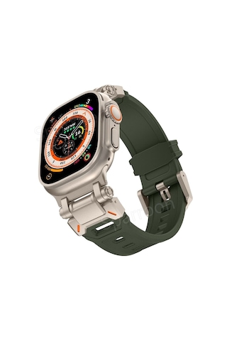 Apple Uyumlu Watch Ultra 1/2 49mm Titanyum Metal Bağlantı Kitli Silikon Kordon 101