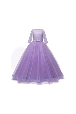 Mor Dantelli Çocuk Abiyesi - Çocuk Gelinlik Gelinlik - Tarlatanlı Mor