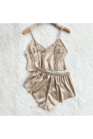 Buz İpek Atlet Pijama Kadın Moda İki Parça Ev Giyim İnce Ev Askılı Şort Takımı Kırmızı