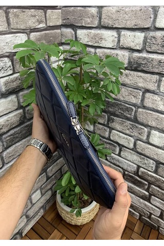 Guard Lacivert Large Capitone Clutch Çanta