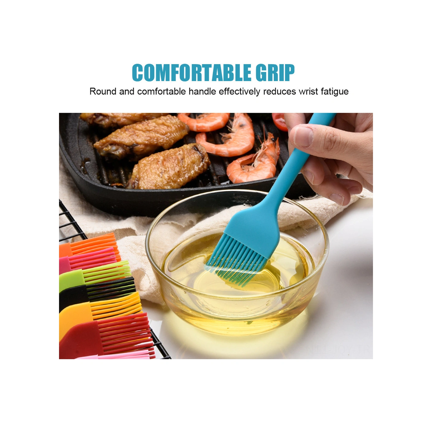 Youmex Yüksek Sıcaklığa Dayanıklı Silikon Yağlı Fırça - Mutfak, Barbekü, Pastane İçin Çok Amaçlı Besin Dereceli Fırça Gül Kurusu Çok Renkli