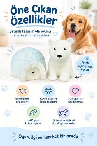 Happy Pet Polar Pals Sesli Kutup Ayısı Köpek Oyuncağı 2 Parça