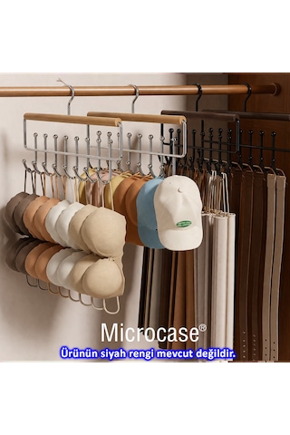 Microcase Çok Amaçlı 360 Derece Dönen Kancalı 16 Başlıklı Metal Elbise Ve Şapka Askılığı 1 Adet Al5708 Gümüş Gri