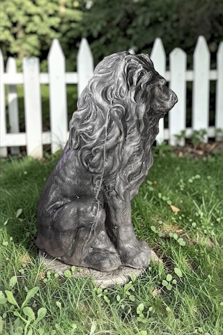 Dekoratif 53cm Gri Eskitme Aslan Heykeli Ev Balkon Bahçe Dekorasyon Obje Biblo Heykel Diğer